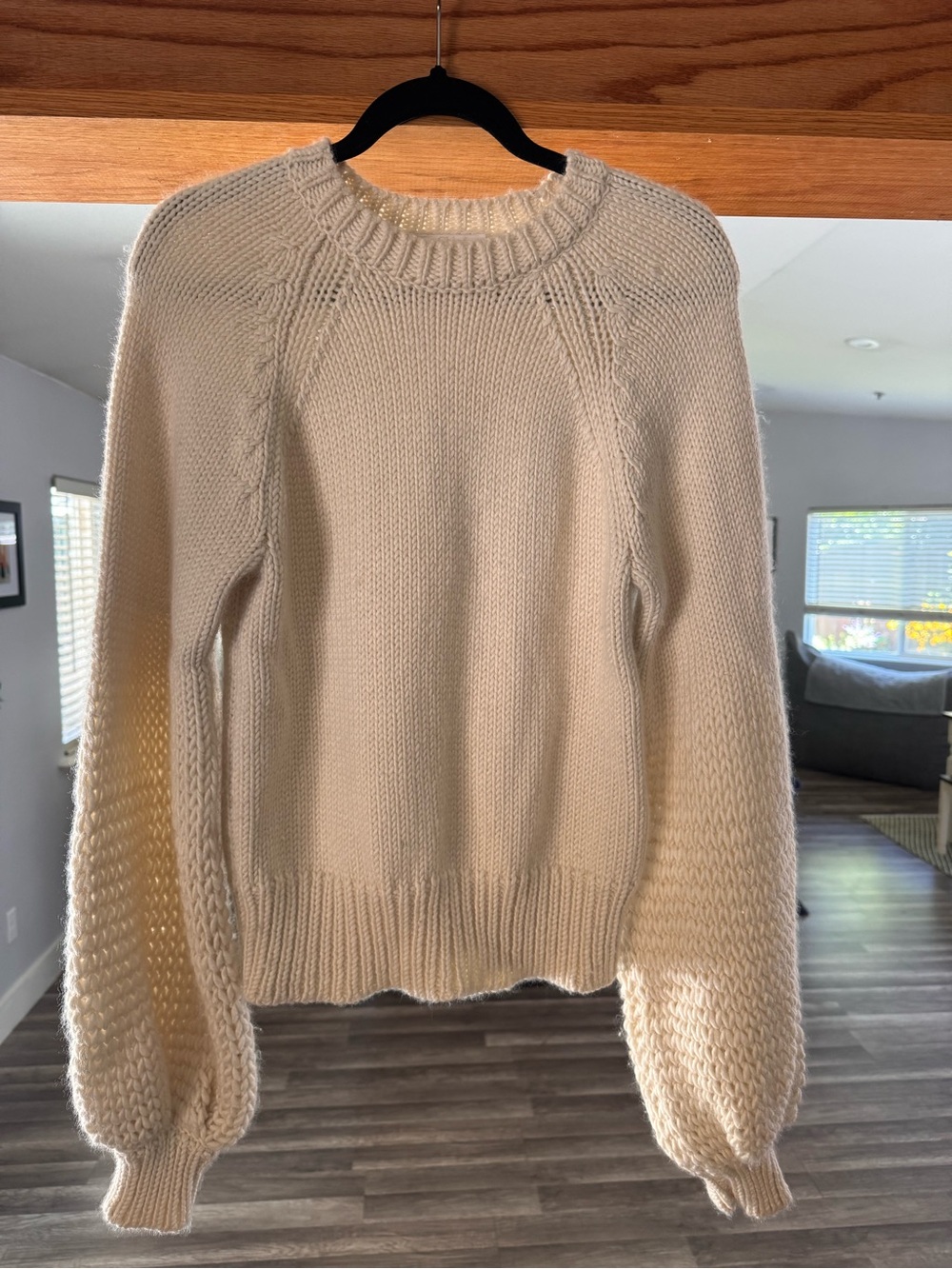 Chloé Chunky Wool Knit Sweater Cream Balloon Sleeve Size Small